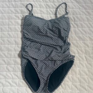 DKNY Black and White Geometric One Piece swimsuit